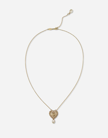 Dolce & Gabbana Collana Devotion in oro giallo con diamanti e perle Oro BB7287AY828
