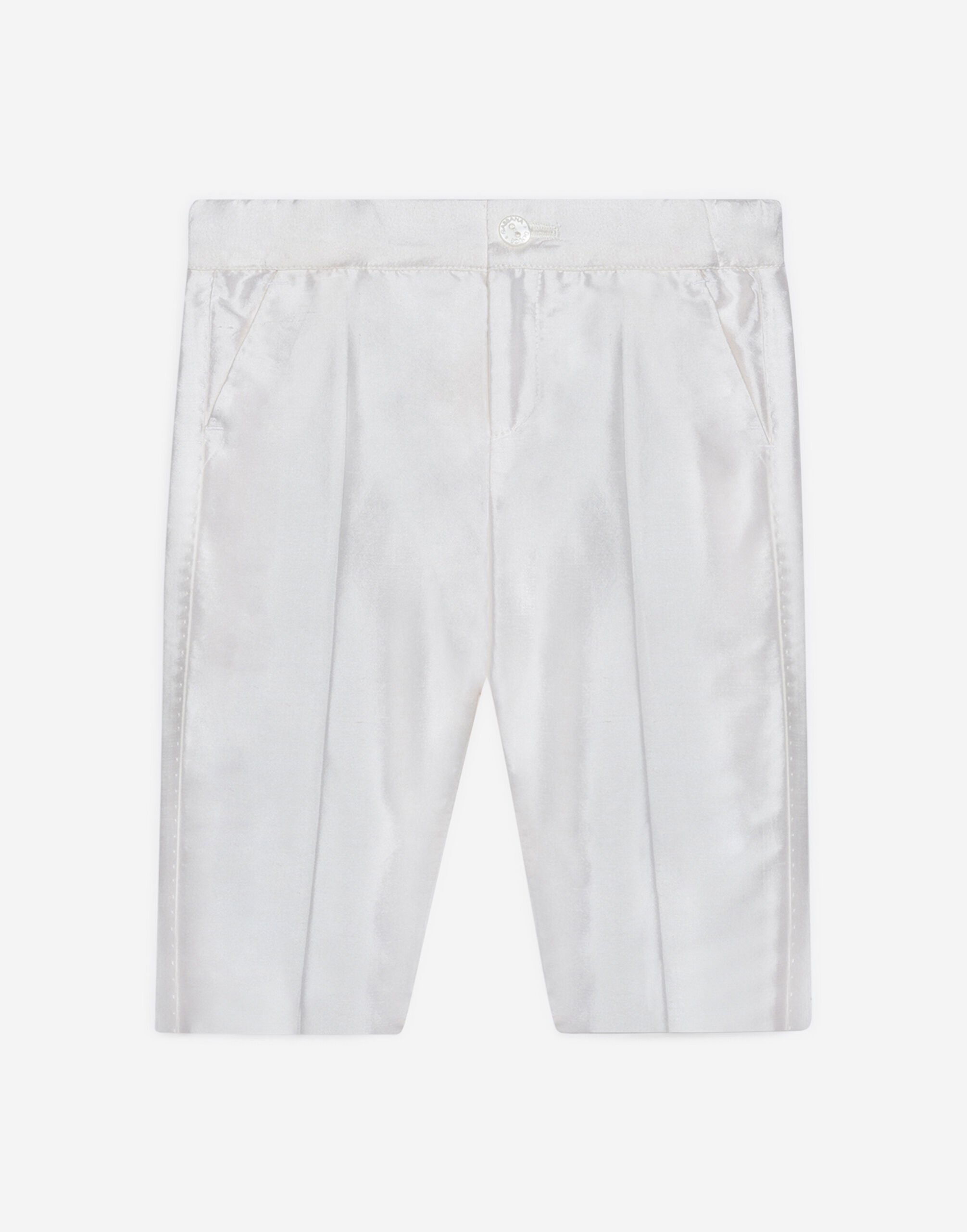 Dolce & Gabbana سروال فستان شانتونغ حرير أبيض L0EGG2FU1L6