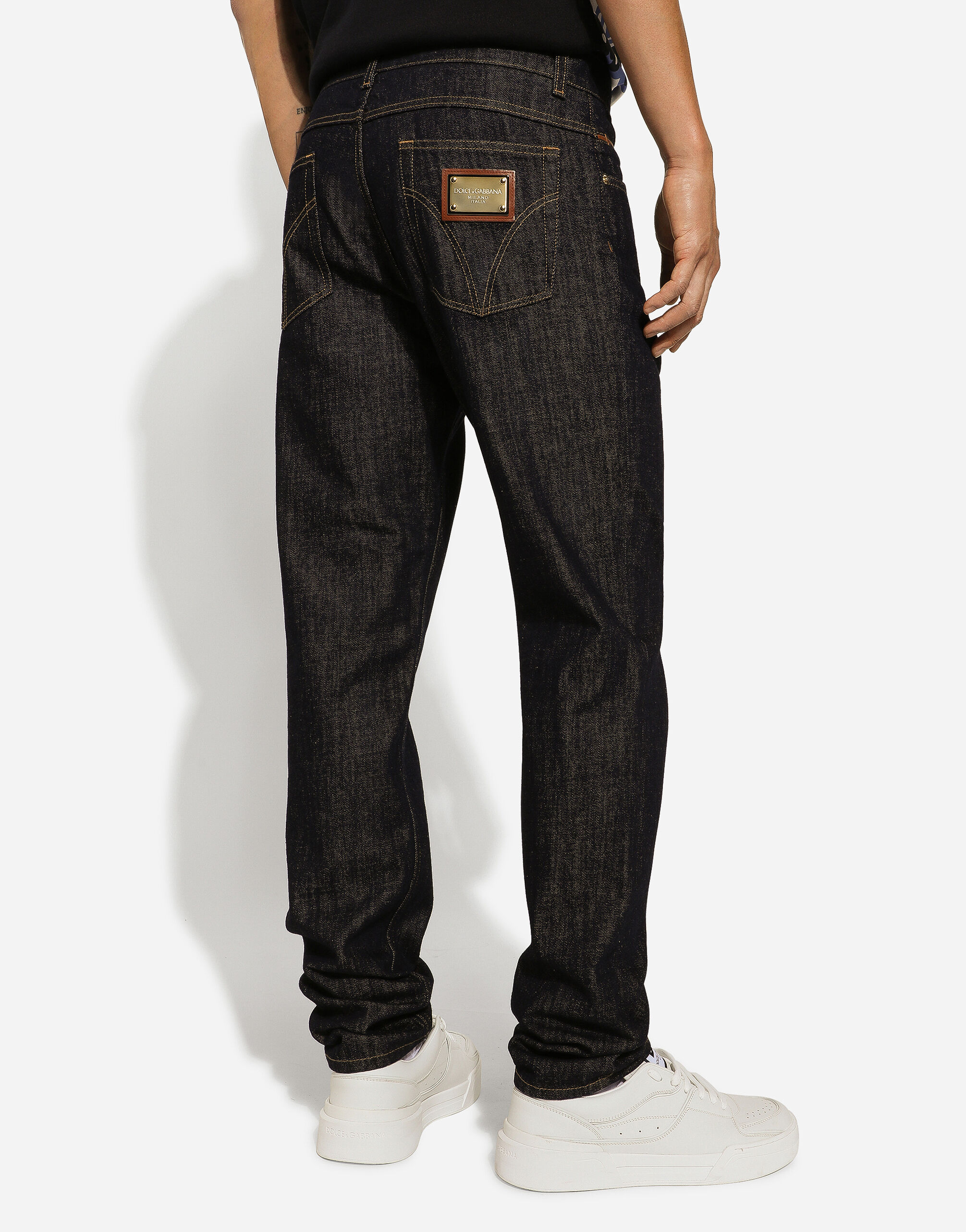 Regular-fit blue denim jeans