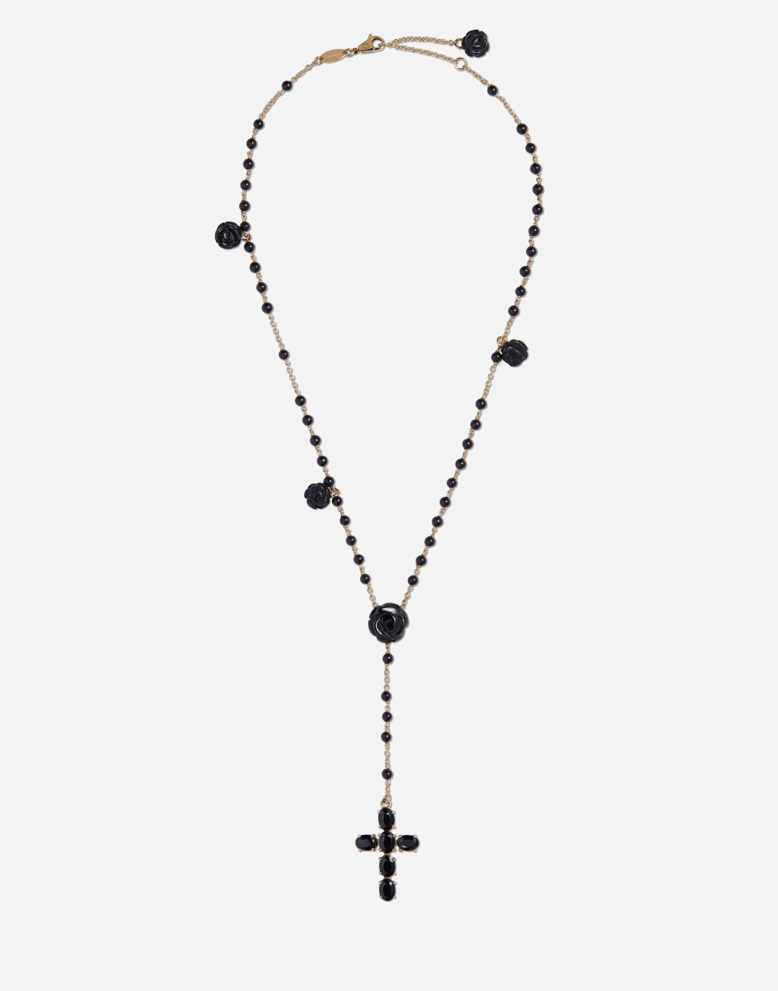 ${brand} Yellow gold Devotion rosary necklace with black oval sapphires ${colorDescription} ${masterID}