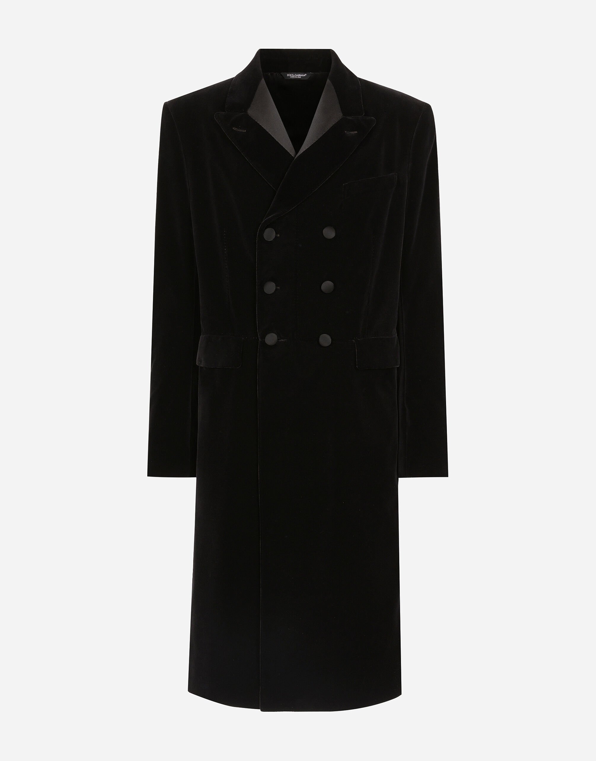 ${brand} Velvet coat with satin details ${colorDescription} ${masterID}