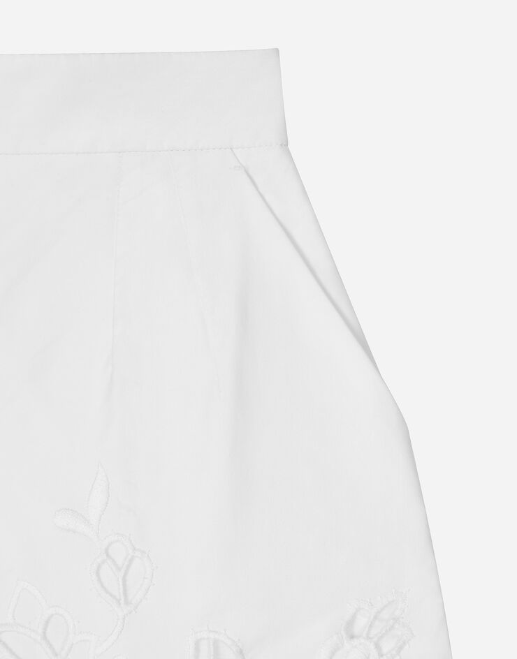 Dolce & Gabbana Short en coton avec broderie ajourée Blanc FTC5RZGDCJ0