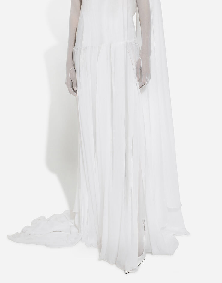 Dolce & Gabbana Long chiffon dress with corset details White F6JEPTGDCF2