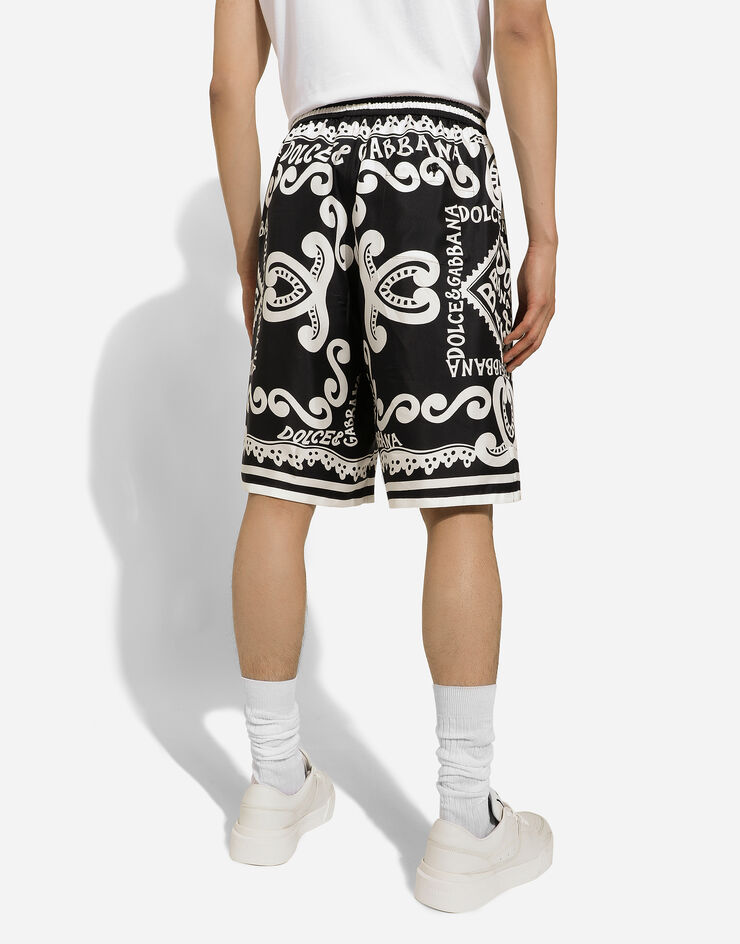Dolce & Gabbana Marina-print silk twill shorts Blu GV37ATHI1QD