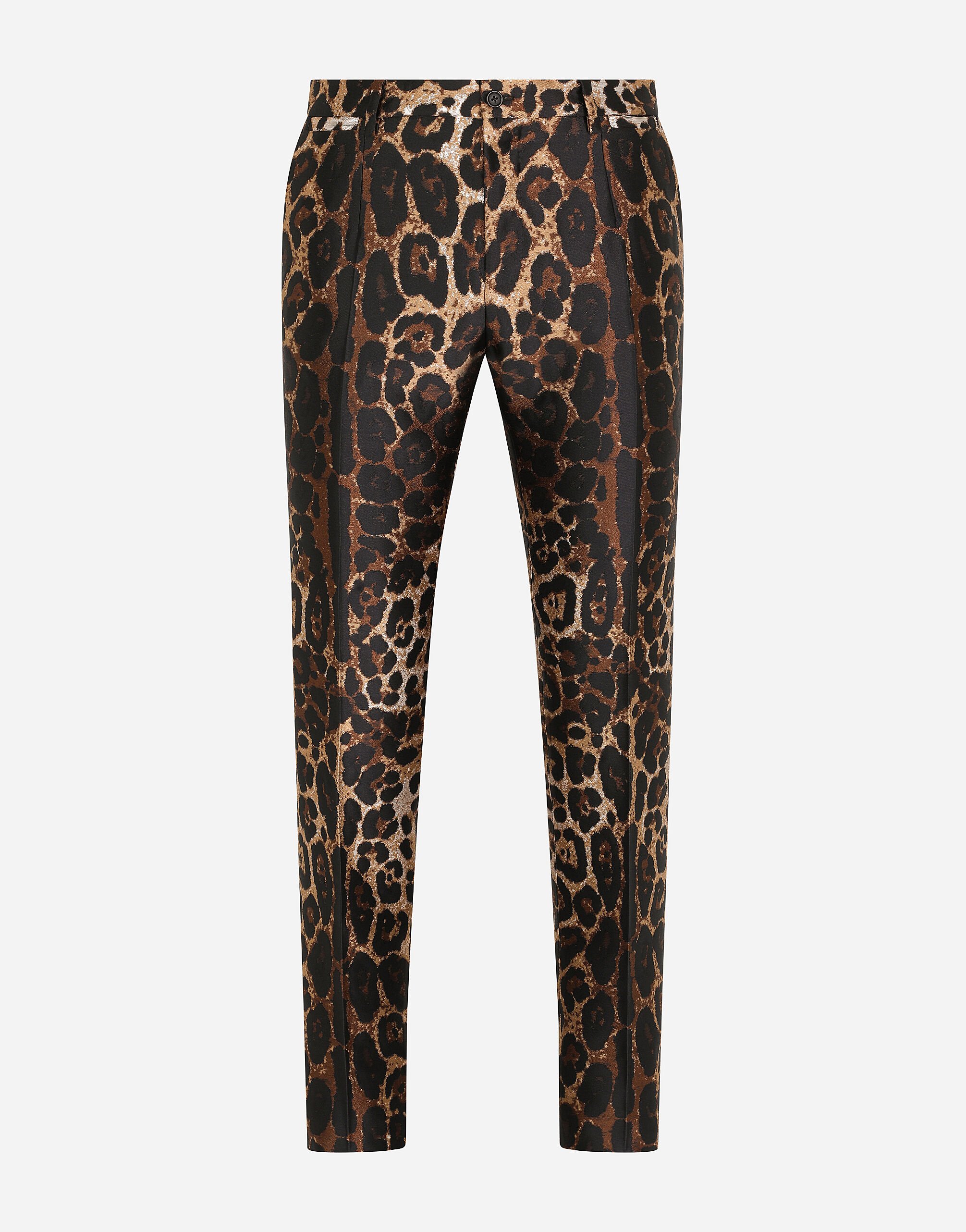 Jacquard pants with leopard design in Animal Print for