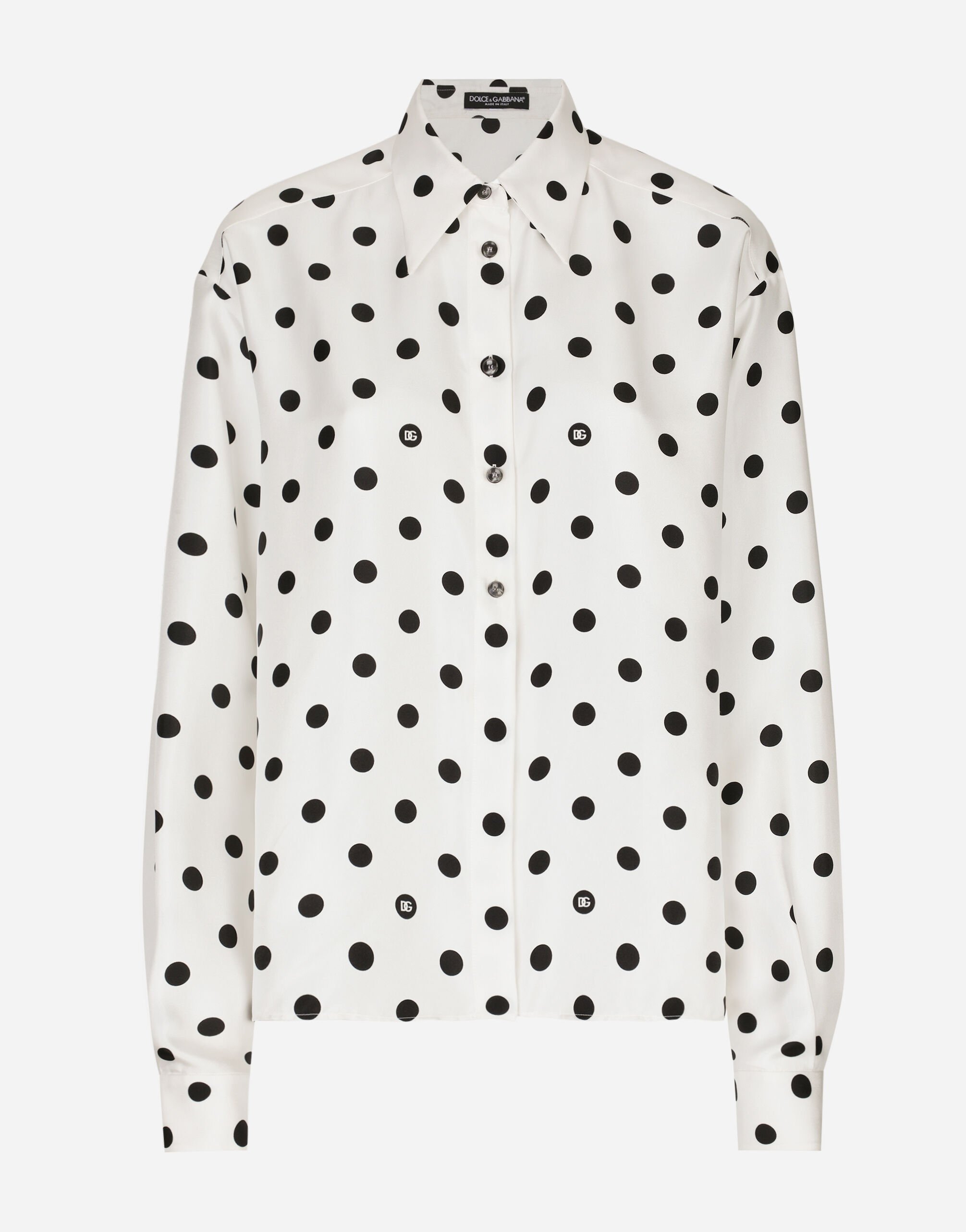 Dolce & Gabbana Silk twill shirt with polka-dot print Print F6DAOTFS8C3