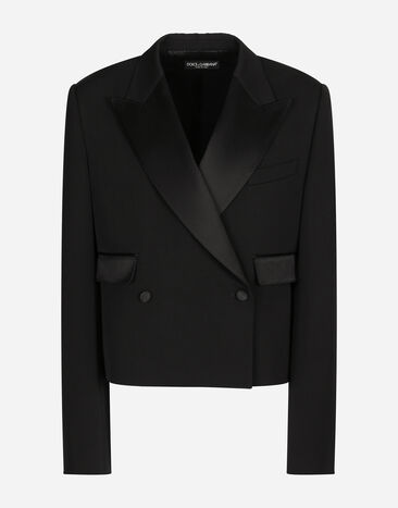 ${brand} Short double-breasted wool gabardine tuxedo jacket ${colorDescription} ${masterID}