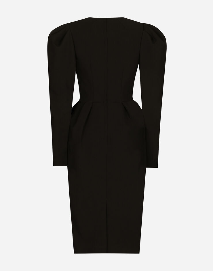 Dolce & Gabbana Calf-length wool dress with open neckline Black F6JQVTFUZCT