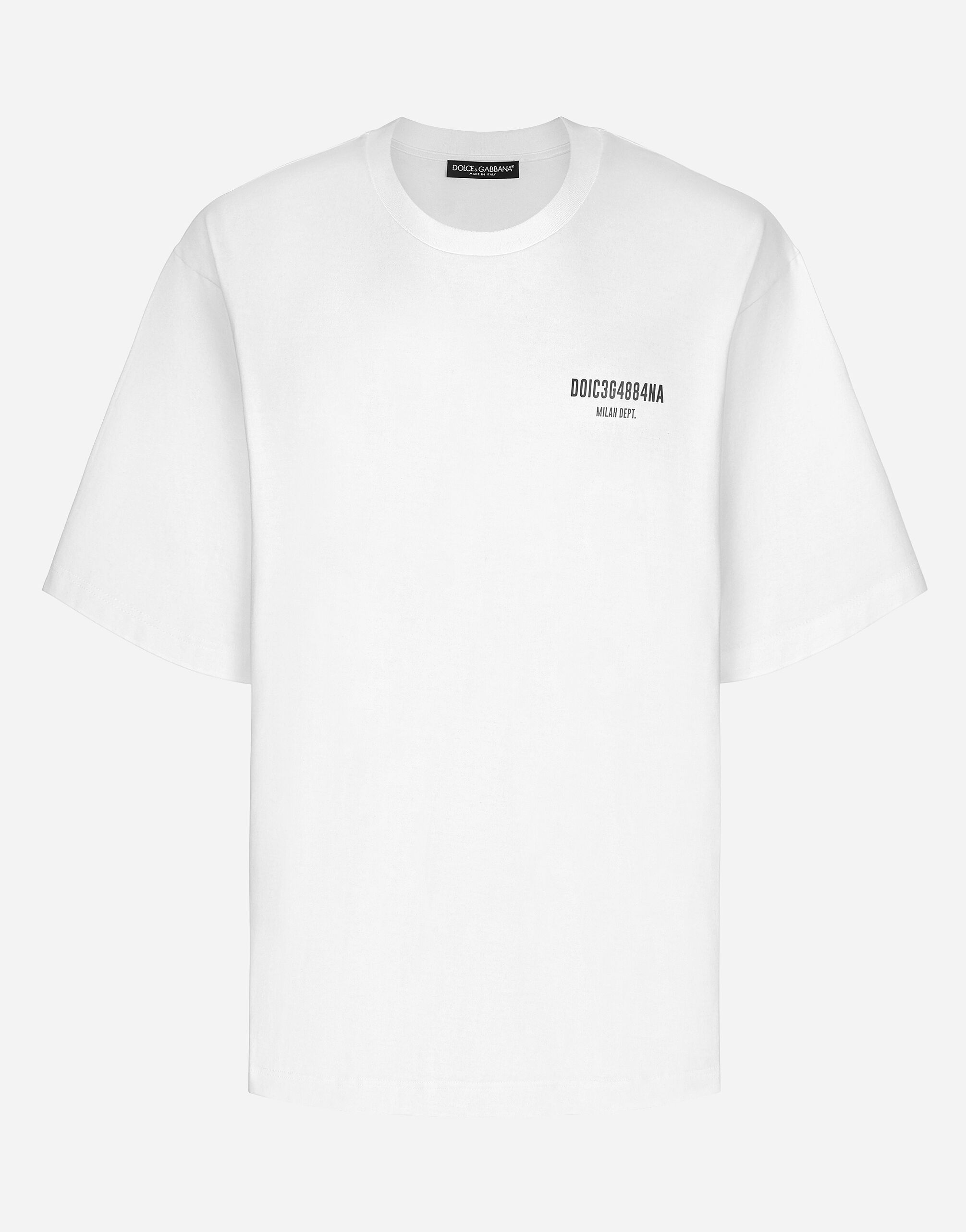 ホワイトのメンズ Printed cotton jersey T-shirt with DGVIB3 patch | Dolceu0026Gabbana®