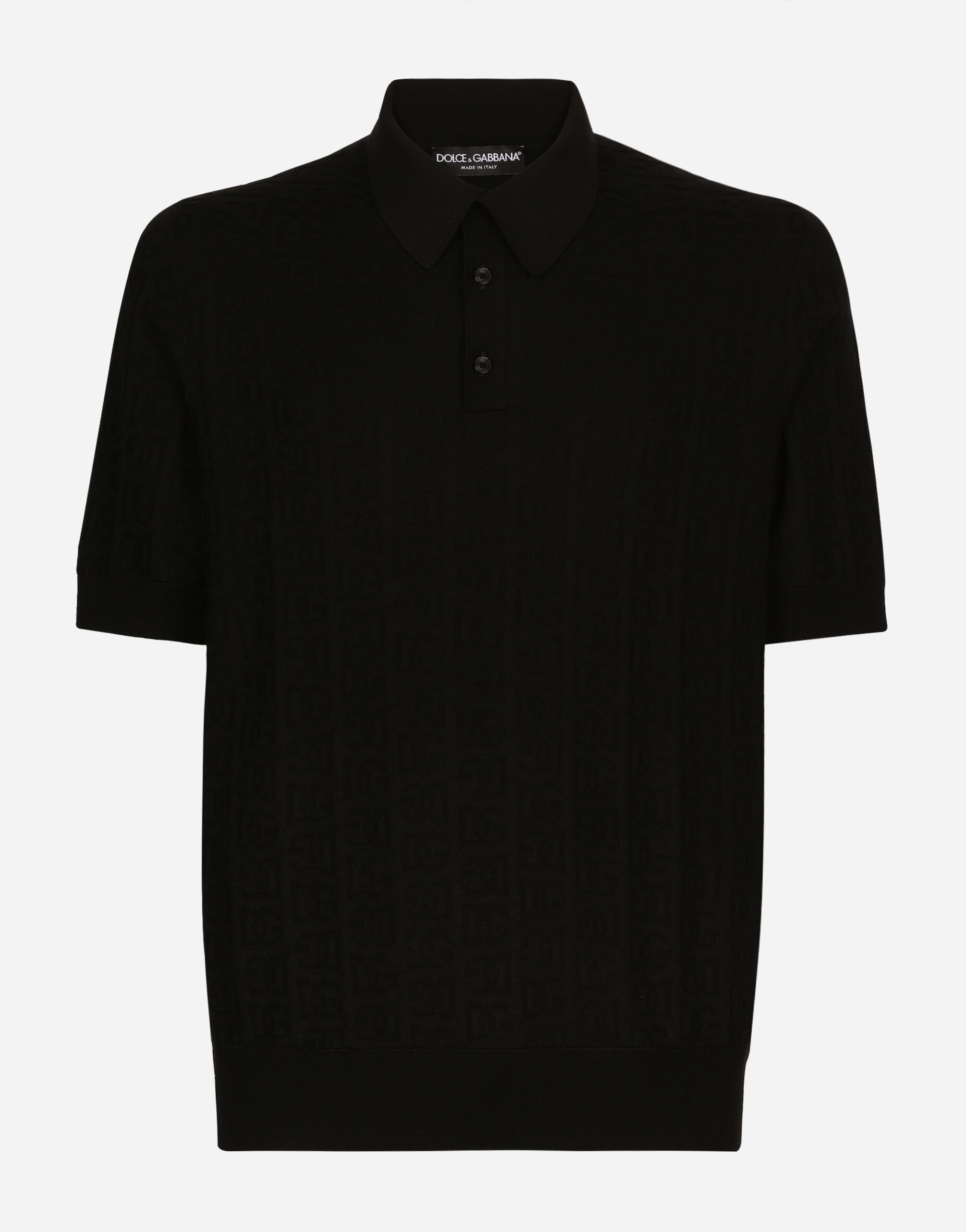 Dolce & Gabbana Silk jacquard polo-shirt with DG logo Grey GXP80TJFMK7