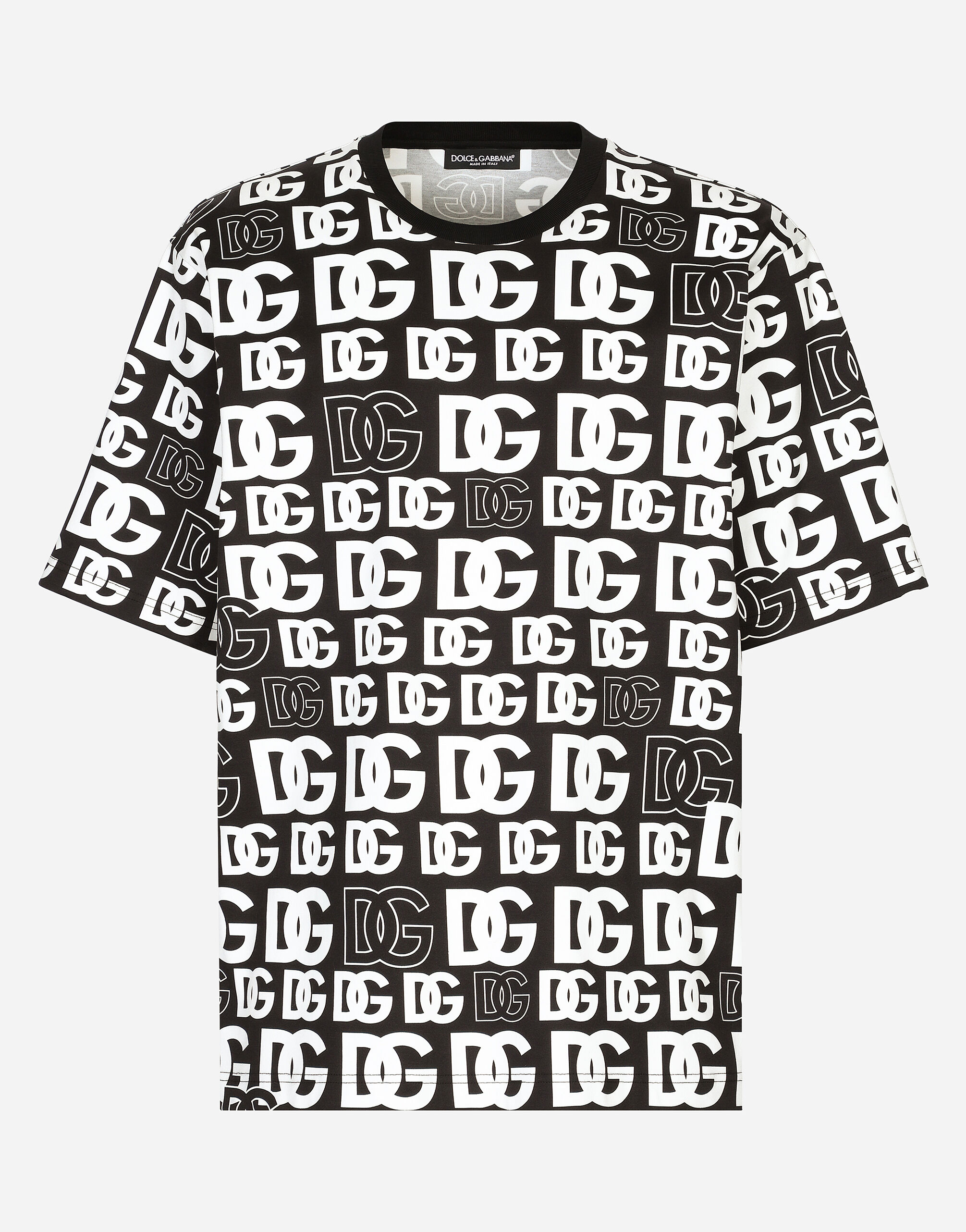 Cotton T-shirt with all-over DG logo print in Multicolor for