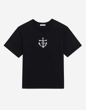 Dolce & Gabbana Jersey T-shirt with DG anchor print Print L54I49HS5QR