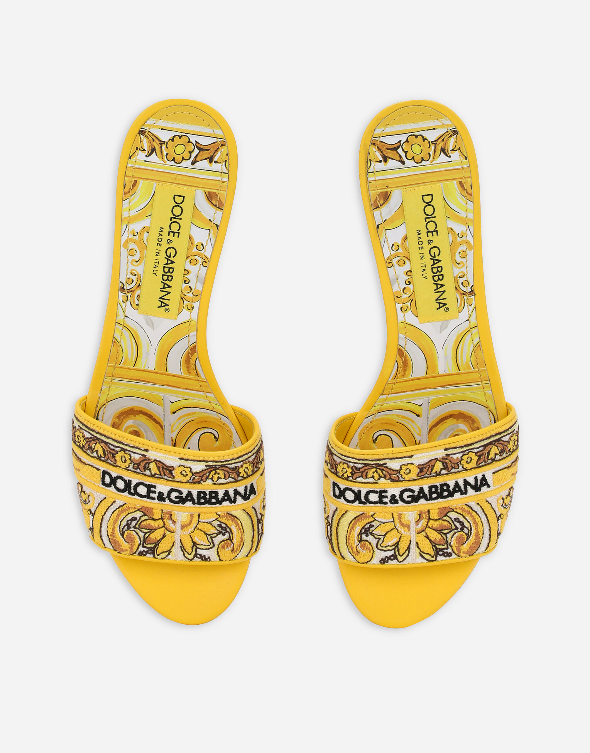 Mules with majolica embroidery in Print for | Dolceu0026Gabbana® US