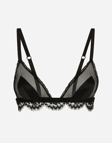 Dolce & Gabbana Satin, lace and tulle soft-cup triangle bra Black VG443FVP187