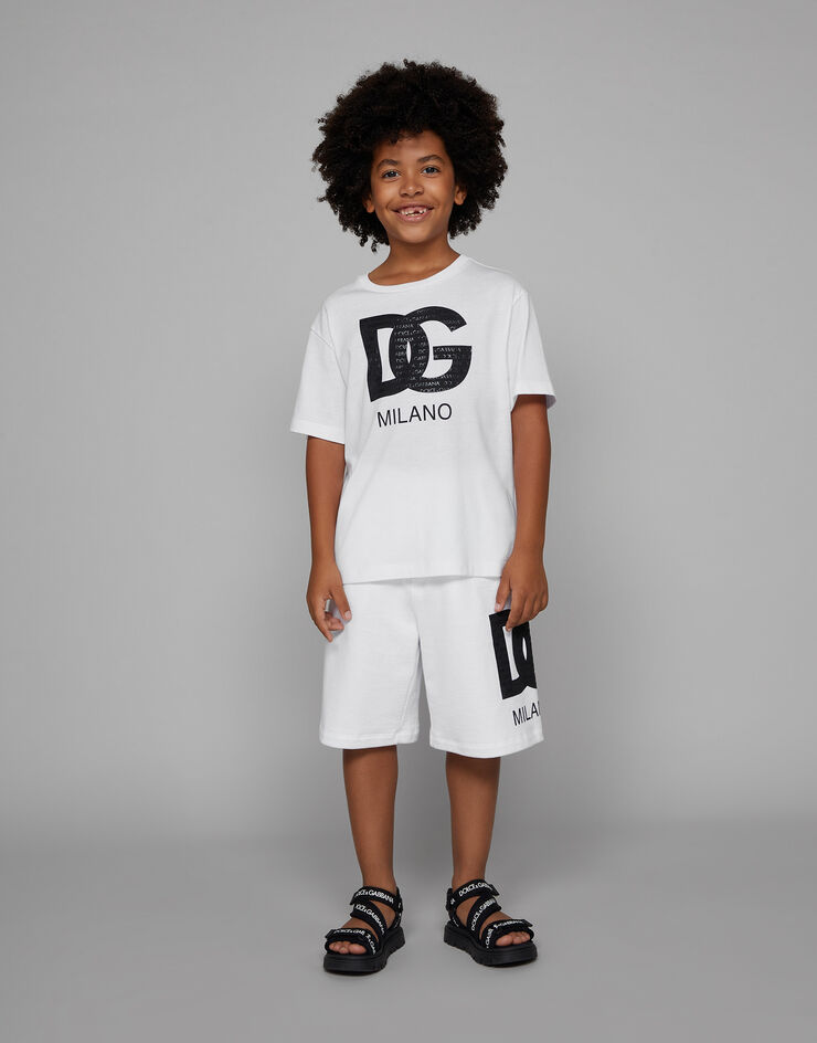 Dolce & Gabbana Camiseta de punto con logotipo DG estampado Blanco L4JTEYG7L4M