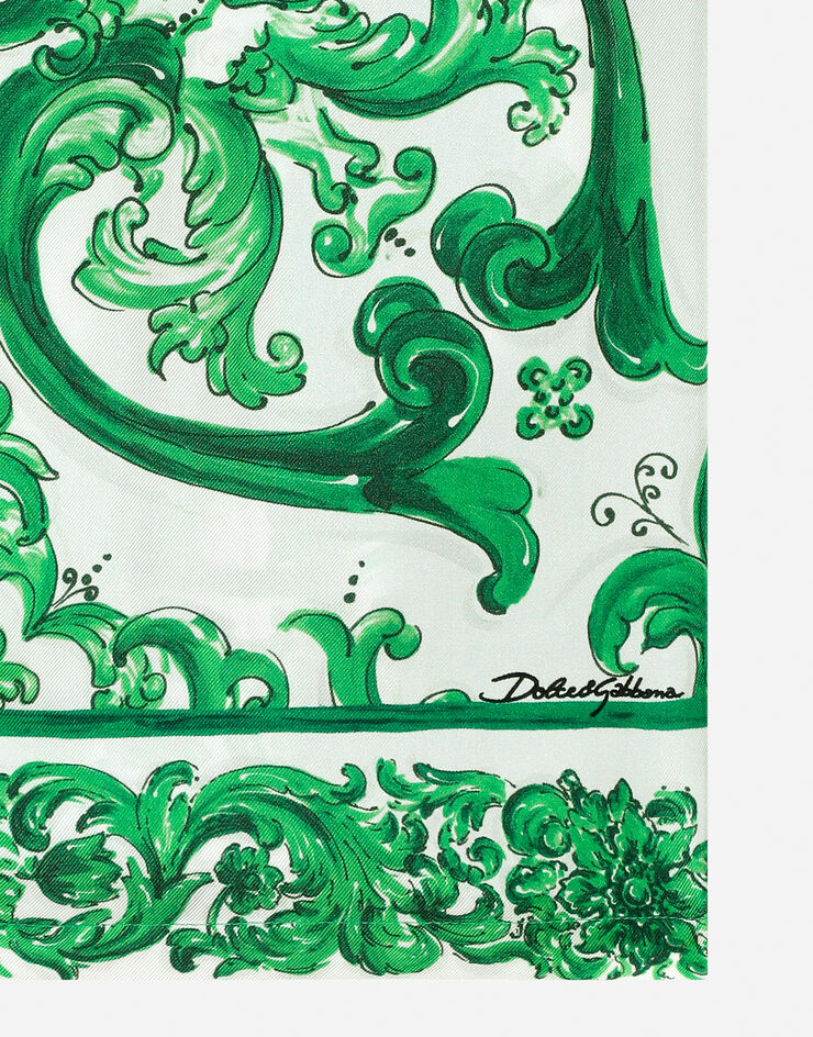 Dolce & Gabbana Camisa de sarga con estampado Maiolica verde Imprima L44S11HI1S6