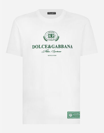 Dolce & Gabbana Cotton T-shirt with logo print White G8RN8TG7NUC