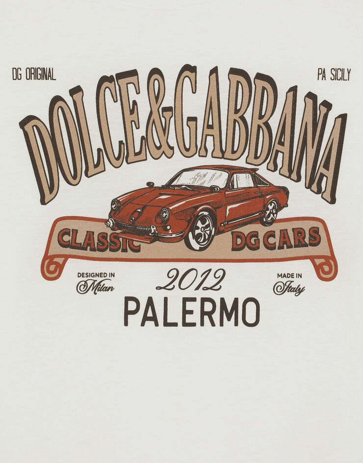 Dolce & Gabbana DG Palermoロゴ ジャージー Tシャツ  White L4JTHVG7NYA