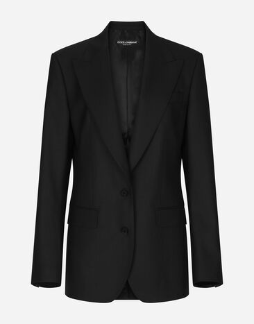 Dolce & Gabbana Einreihige Jacke aus Wolle in Leinwandbindung Drucken F5P61TFSFNR