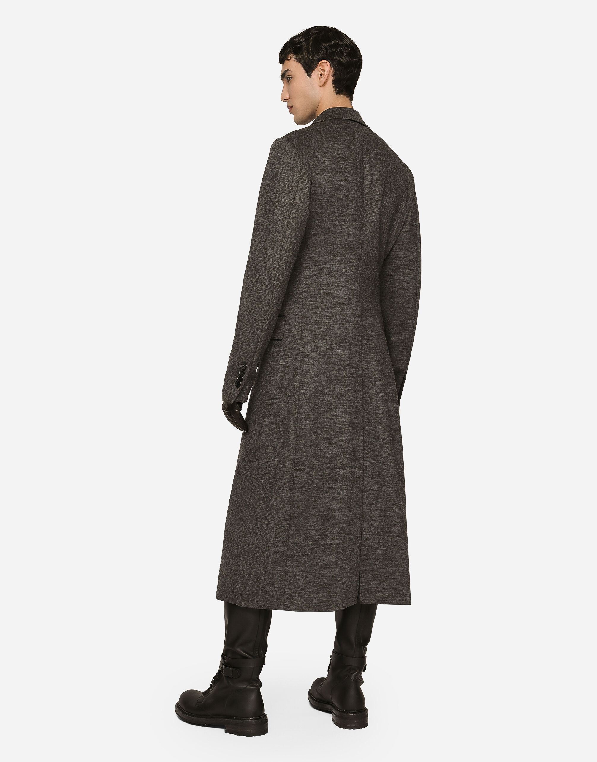 グレーのメンズ Double-breasted technical wool jersey coat