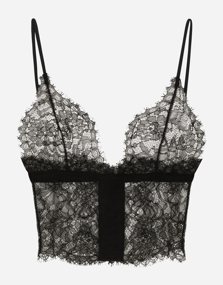 Dolce & Gabbana Triangle lace bralette черный O7C28TONL19