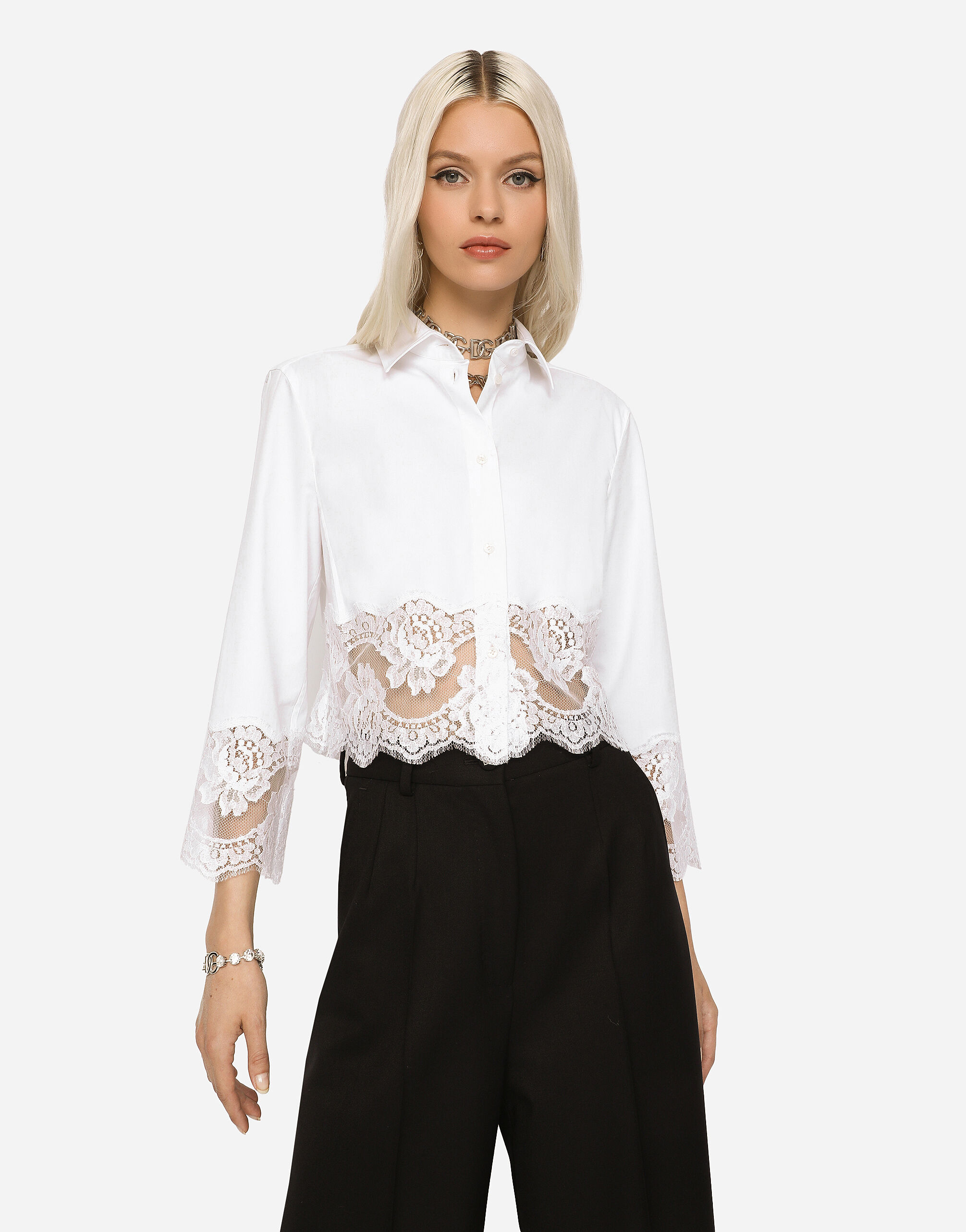 Dolce amp; Gabbana silk-tie cropped top - White