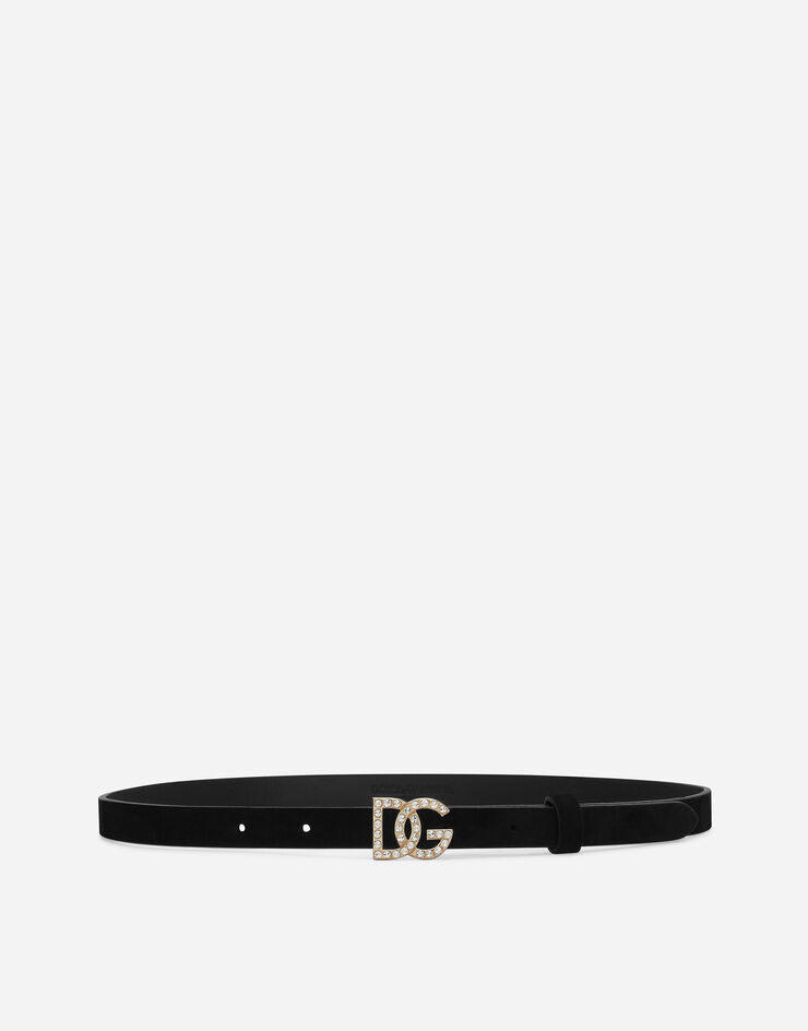 Dolce & Gabbana Calfskin suede belt Black EE0069A1093