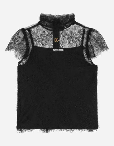 Dolce & Gabbana 蕾丝短袖针织衫 版画 L54S05G7KXP