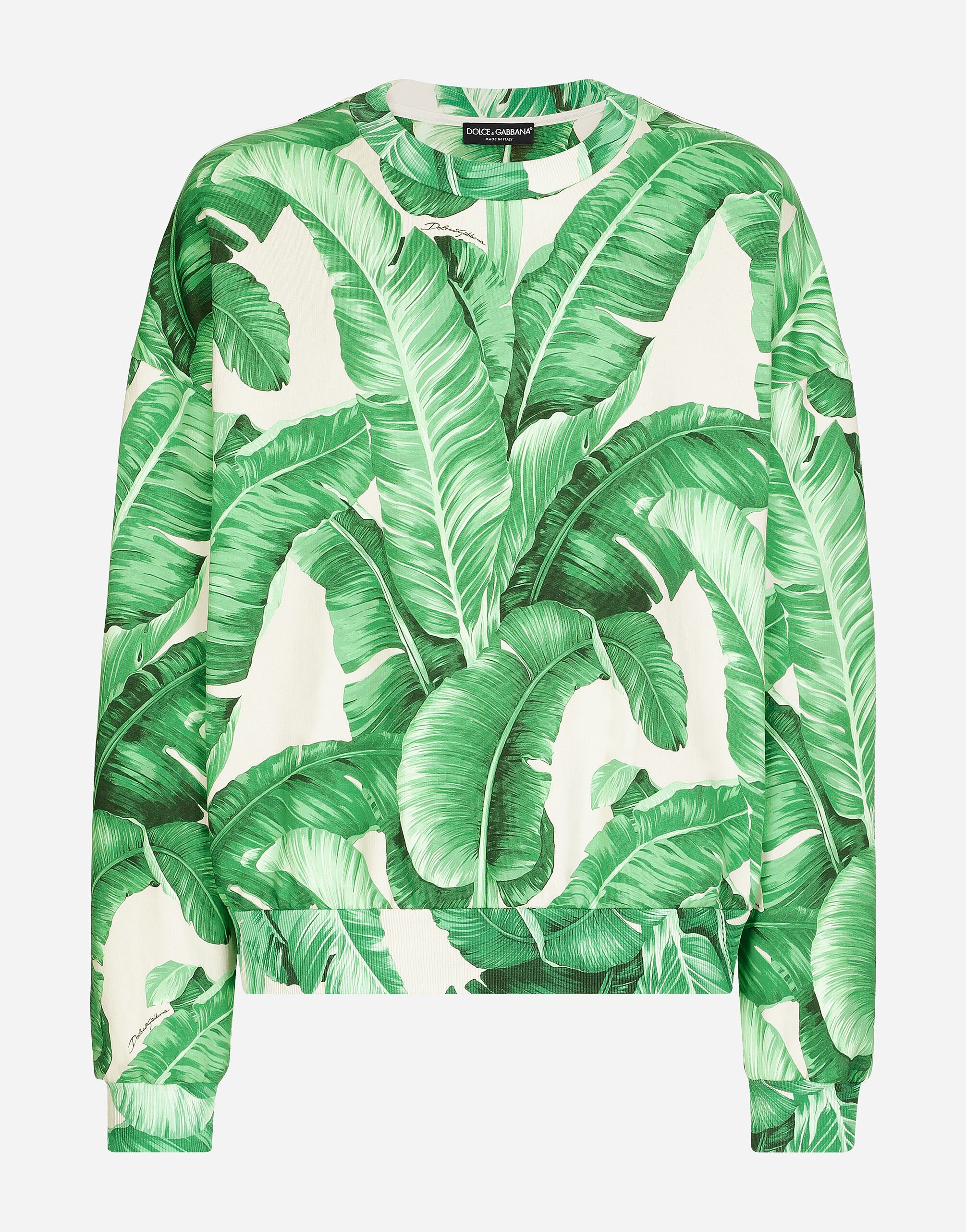 Dolce & Gabbana Sweat-shirt ras-de-cou à imprimé bananier Vert G9BDXZG7NON