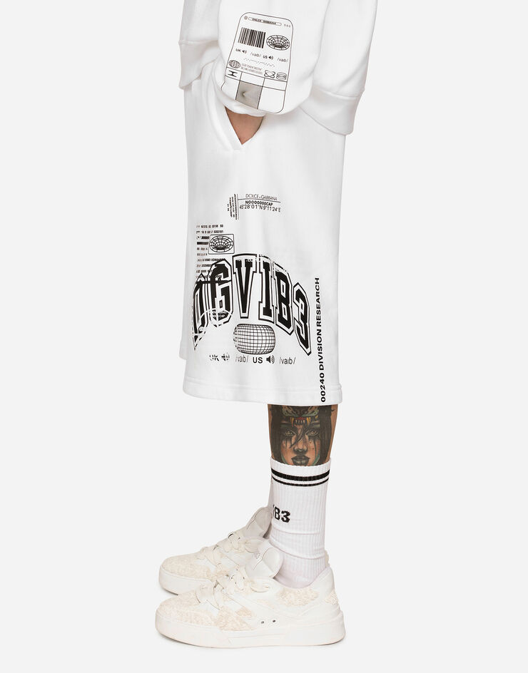 Dolce & Gabbana Bermuda de jogging en jersey à imprimé DGVIB3 et logo Blanc GZ5EATG7K3I