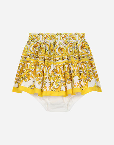 ${brand} Poplin skirt with yellow majolica print ${colorDescription} ${masterID}