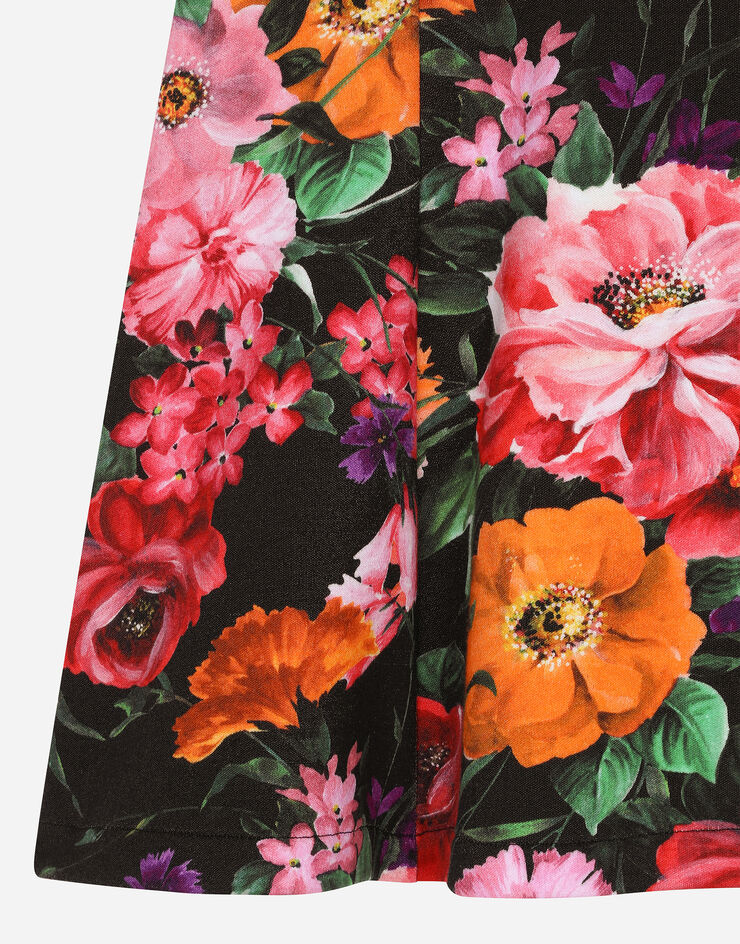 Dolce & Gabbana Kleid aus Neopren mit Blumenprint auf schwarzem Grund Drucken L5JD9MG7N3E