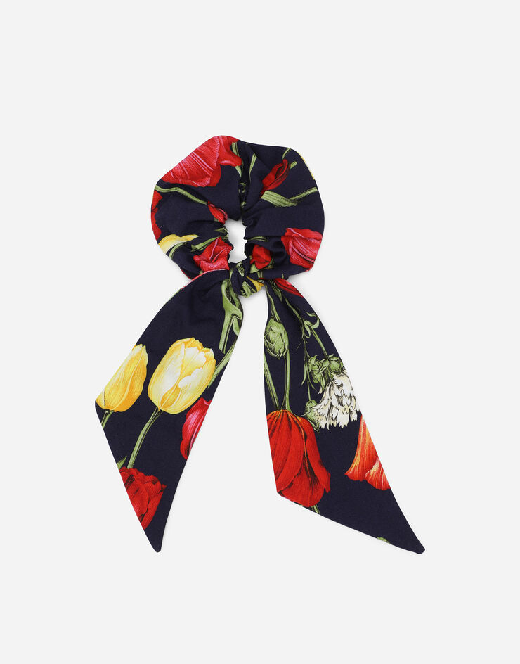 Dolce & Gabbana Scrunchie aus Viyella mit Tulpenprint Drucken LB7A22FS8C9