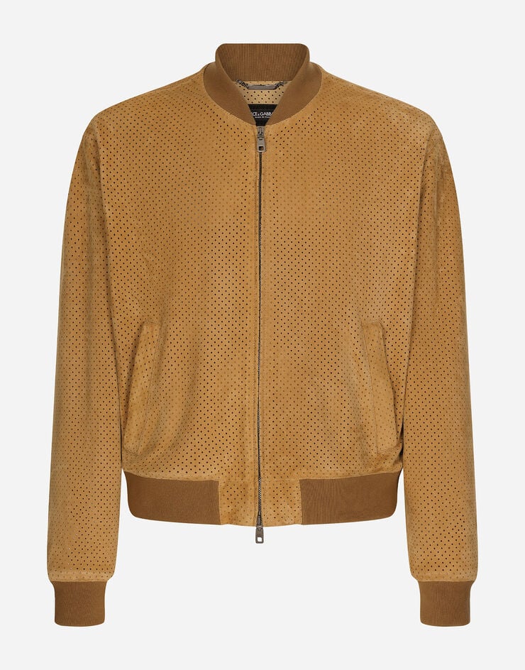 Dolce & Gabbana Perforated suede jacket Beige G9AZRLHULUL
