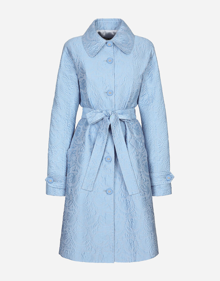 Dolce & Gabbana Quilted floral jacquard trench coat Azure F0C3RTHJMOK