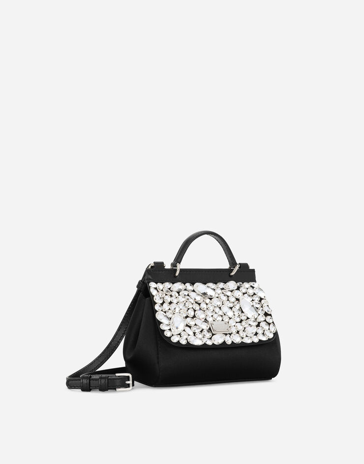 Dolce & Gabbana Мини-сумка Sicily из атласа с короткой ручкой черный EB0003AB000