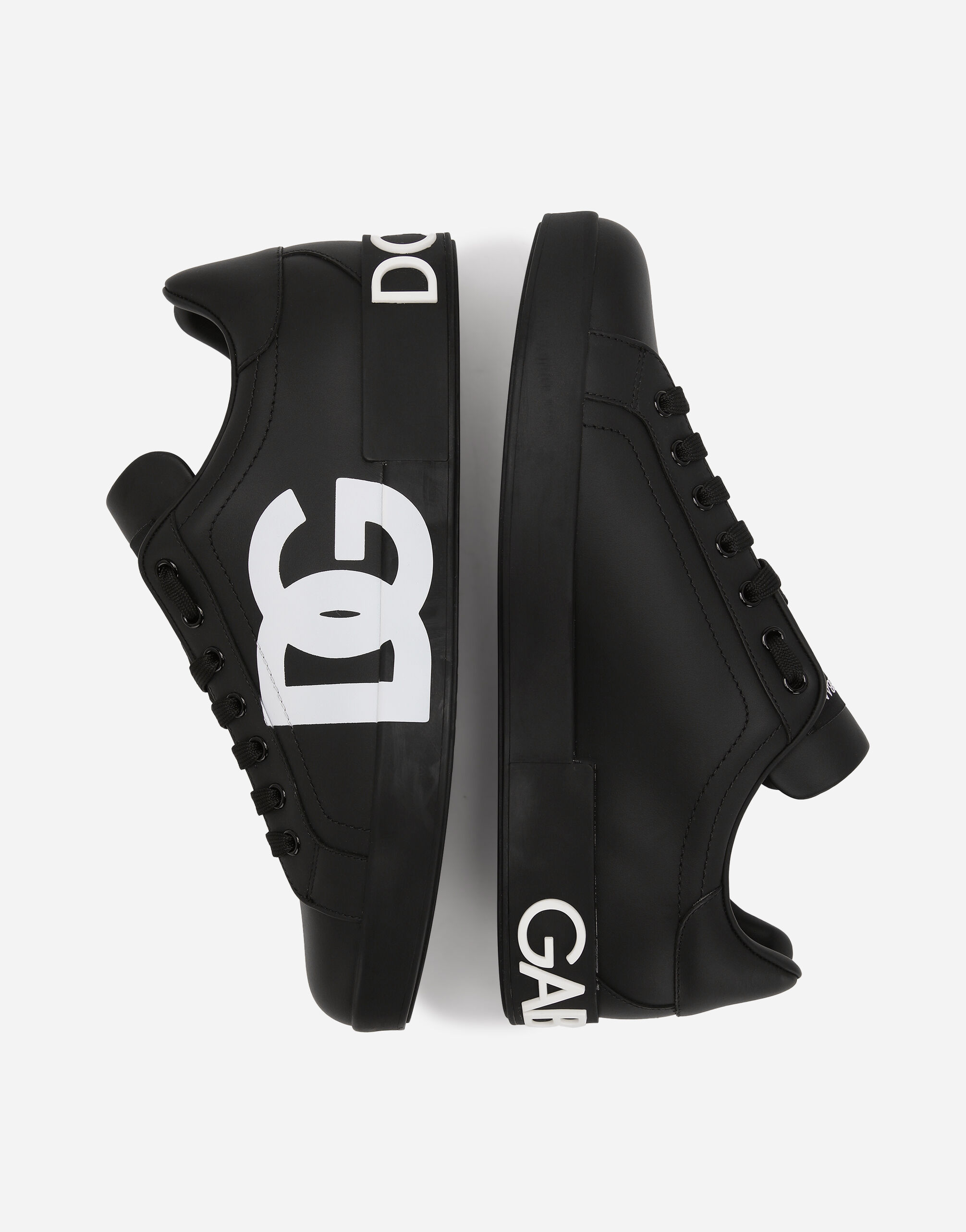 Calfskin nappa Portofino sneakers with DG logo print in Black for 