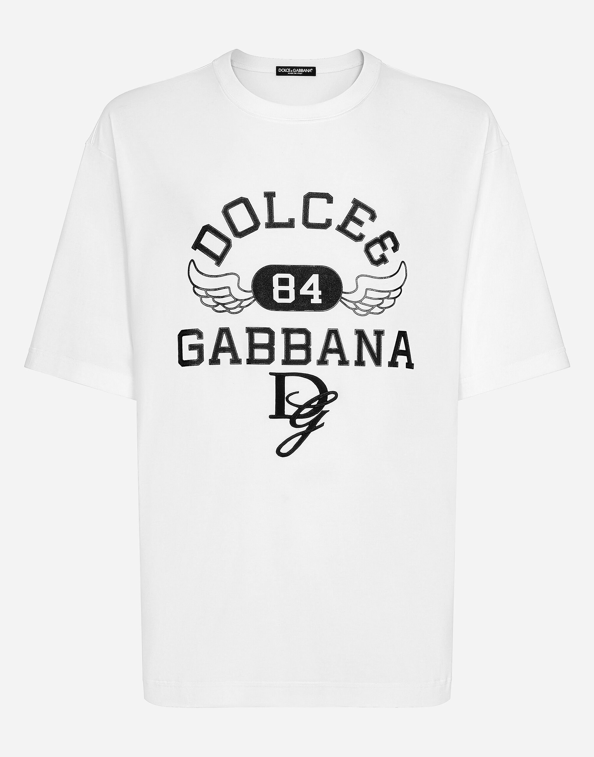 ${brand} T-shirt girocollo in cotone con logo Dolce&Gabbana ${colorDescription} ${masterID}