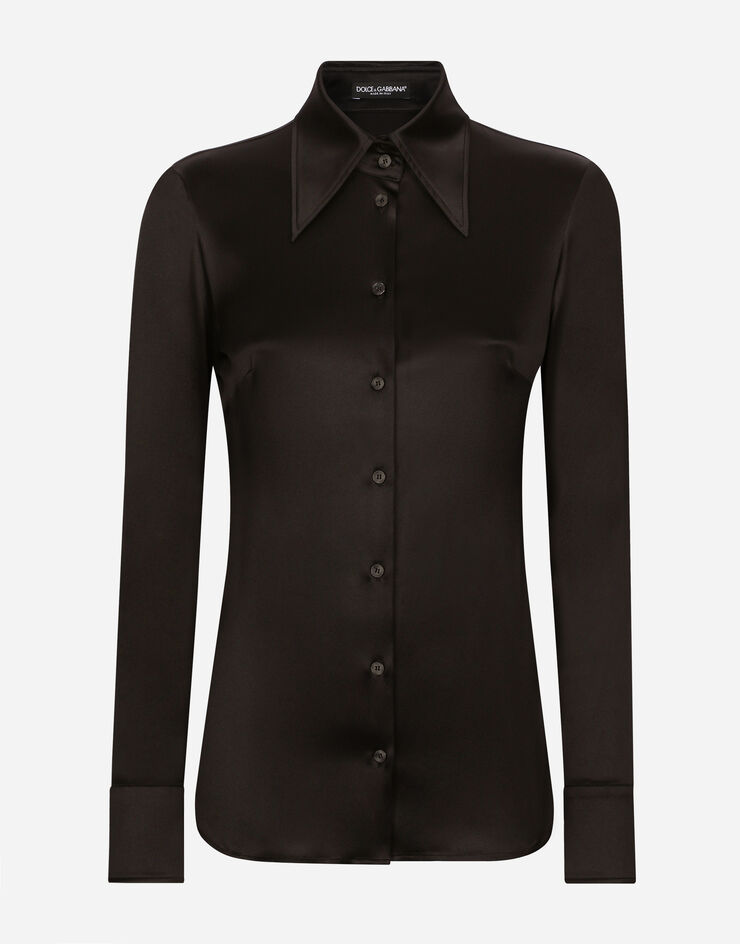 Dolce & Gabbana Chemise à manches longues en soie Noir F5R11TFURAG