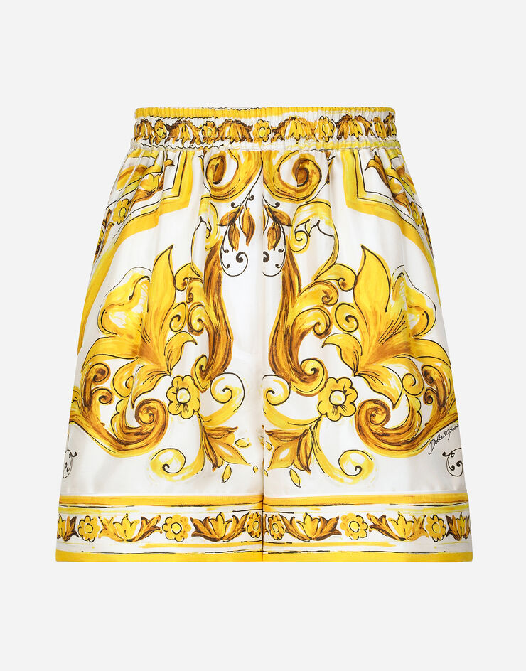 Dolce & Gabbana Silk twill shorts with majolica print Print FTC4STHI1TK