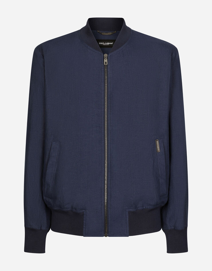 Dolce & Gabbana Unlined linen bomber jacket Blue G9BFNTFU4K6