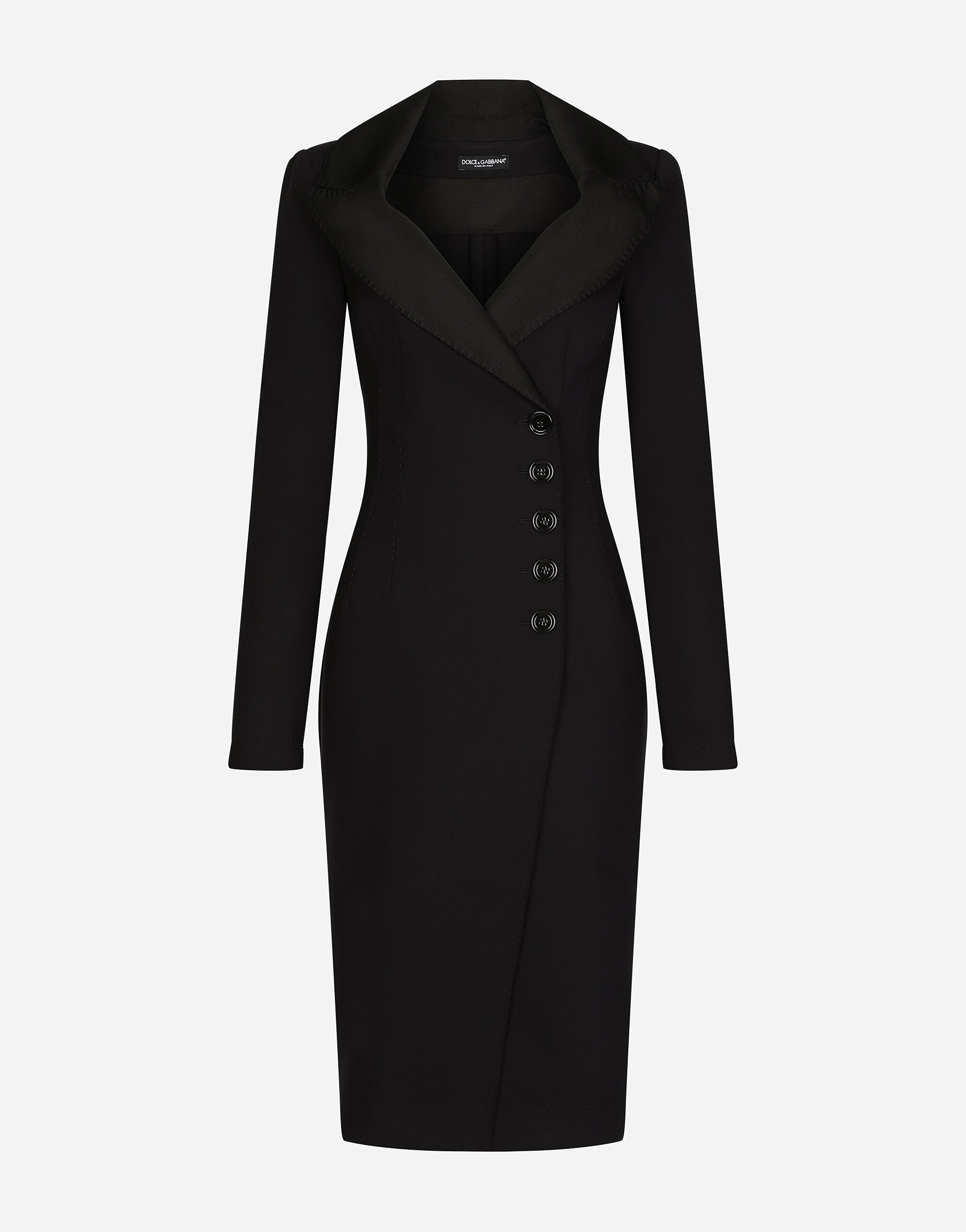 ブラックのウィメンズ Technical jersey midi coat dress | Dolce&Gabbana®