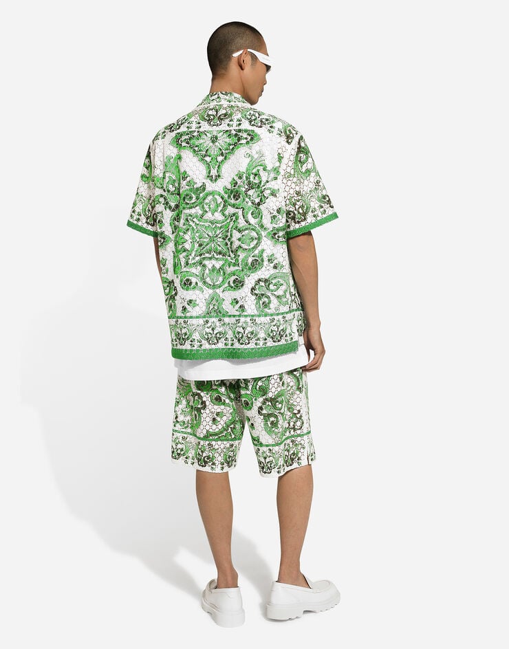 Dolce & Gabbana Рубашка Hawaii в технике кроше с принтом майолики Отпечатки G5JH9TFIM4P