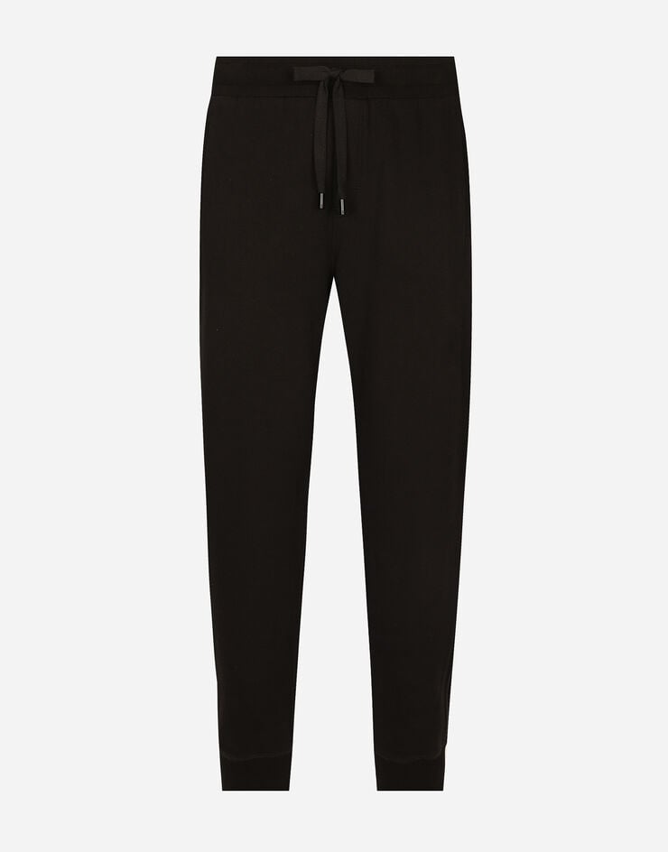 Dolce & Gabbana Jersey jogging pants with rubber branded tag Black GVS2HZG7NRT