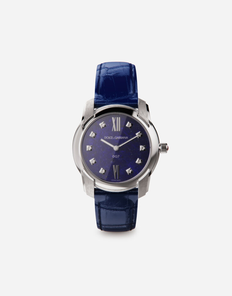Dolce & Gabbana DG7 watch in steel with lapis lazuli and diamonds BLEU WWFE2SXSFLA