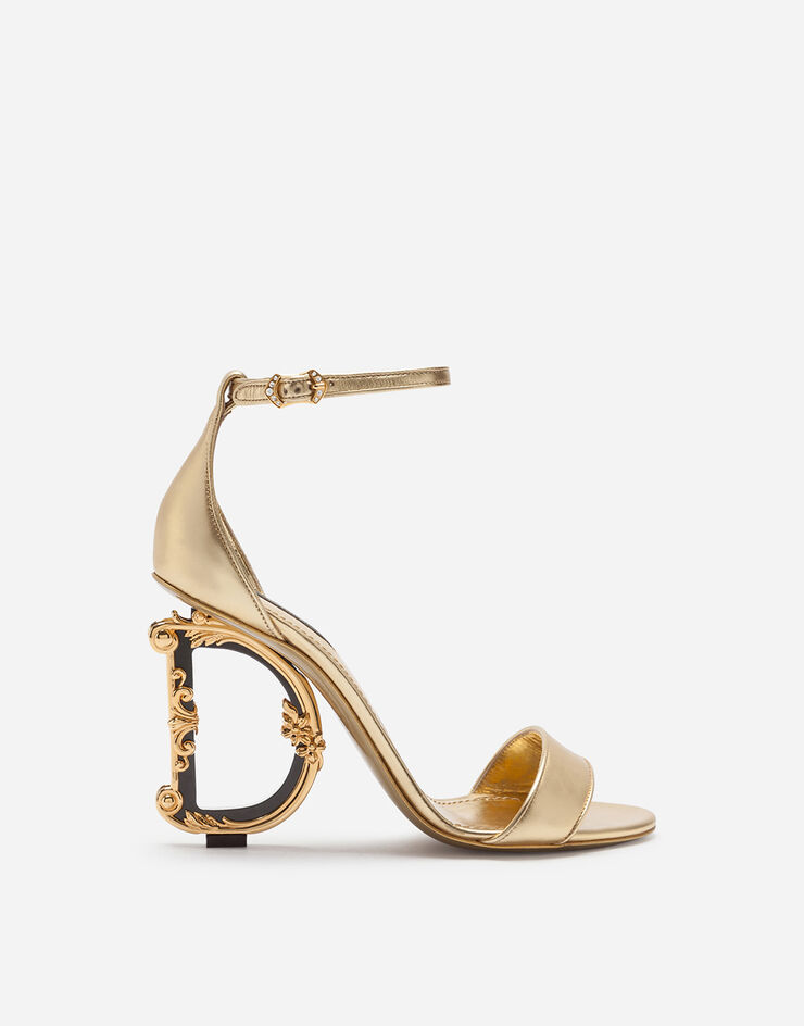 Nappa mordore sandals with baroque DG heel in Gold for Women | Dolce ...