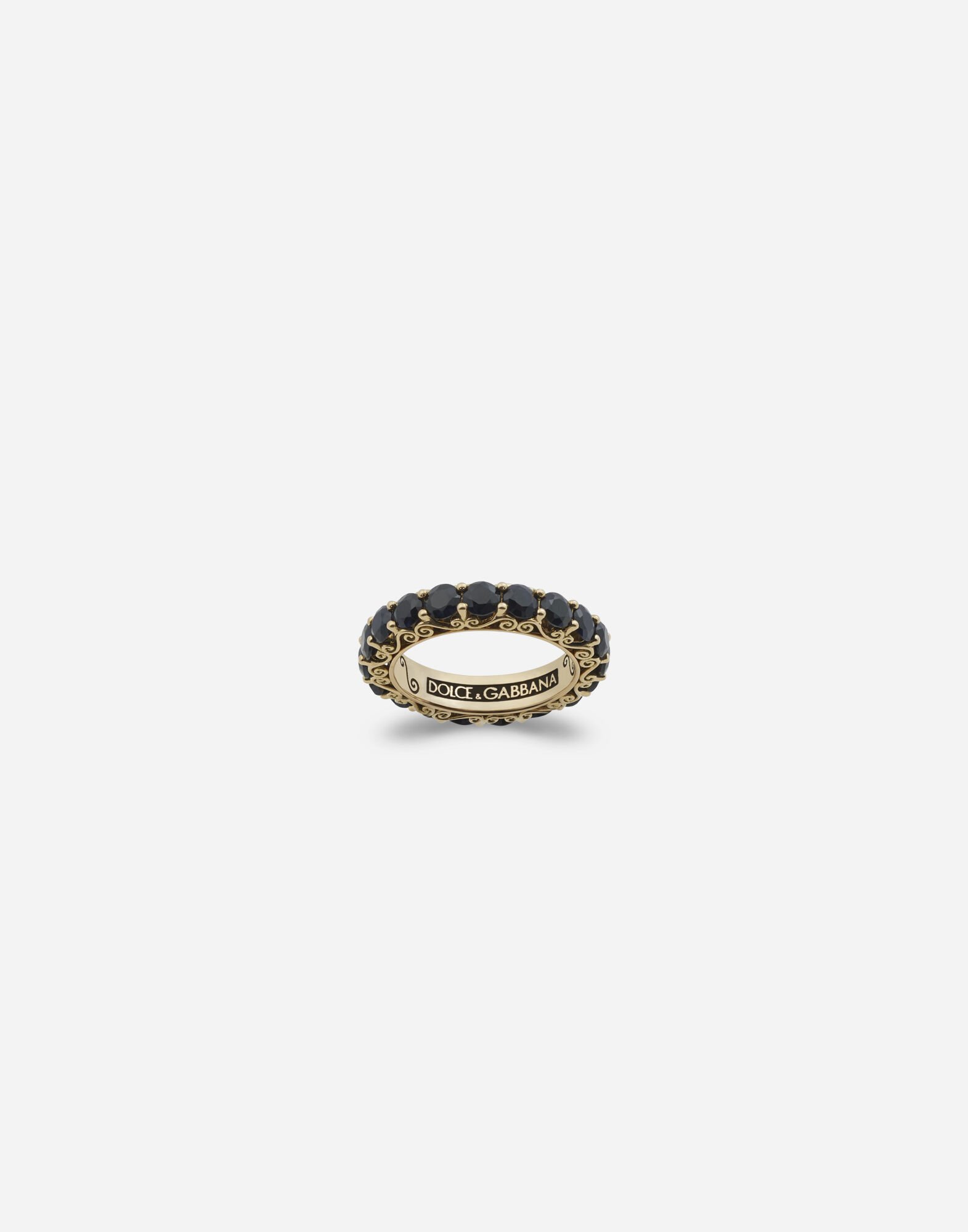 ${brand} Yellow gold Family ring with black sapphires ${colorDescription} ${masterID}