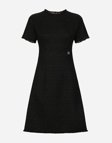 ${brand} Raschel tweed midi dress with DG logo ${colorDescription} ${masterID}