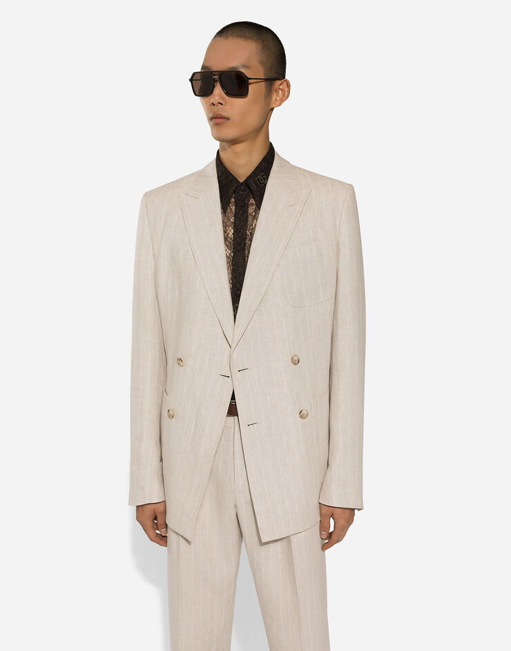 Dolce & Gabbana Double-breasted Portofino-fit jacket in pinstripe linen Multicolor G2NZ2TFR4BP