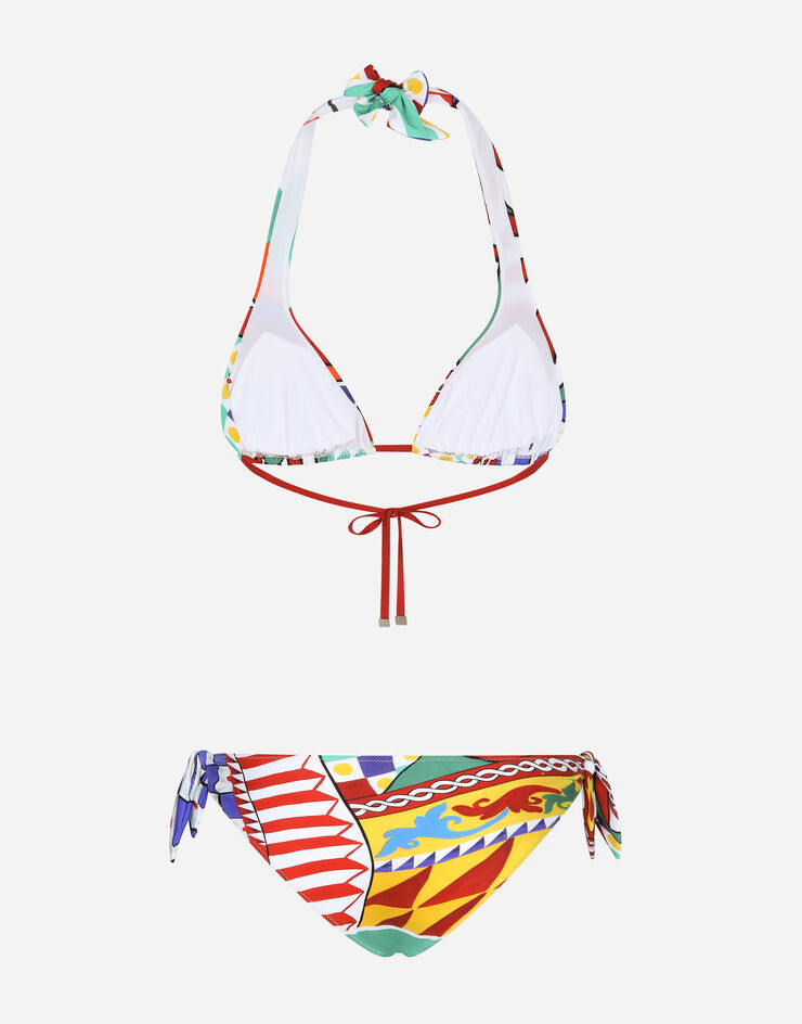 Dolce & Gabbana Triangel-Bikini Carretto-Print Mehrfarbig O8A54JONN72